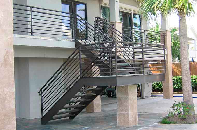 commercial rail and stairs main Custom Security Fence